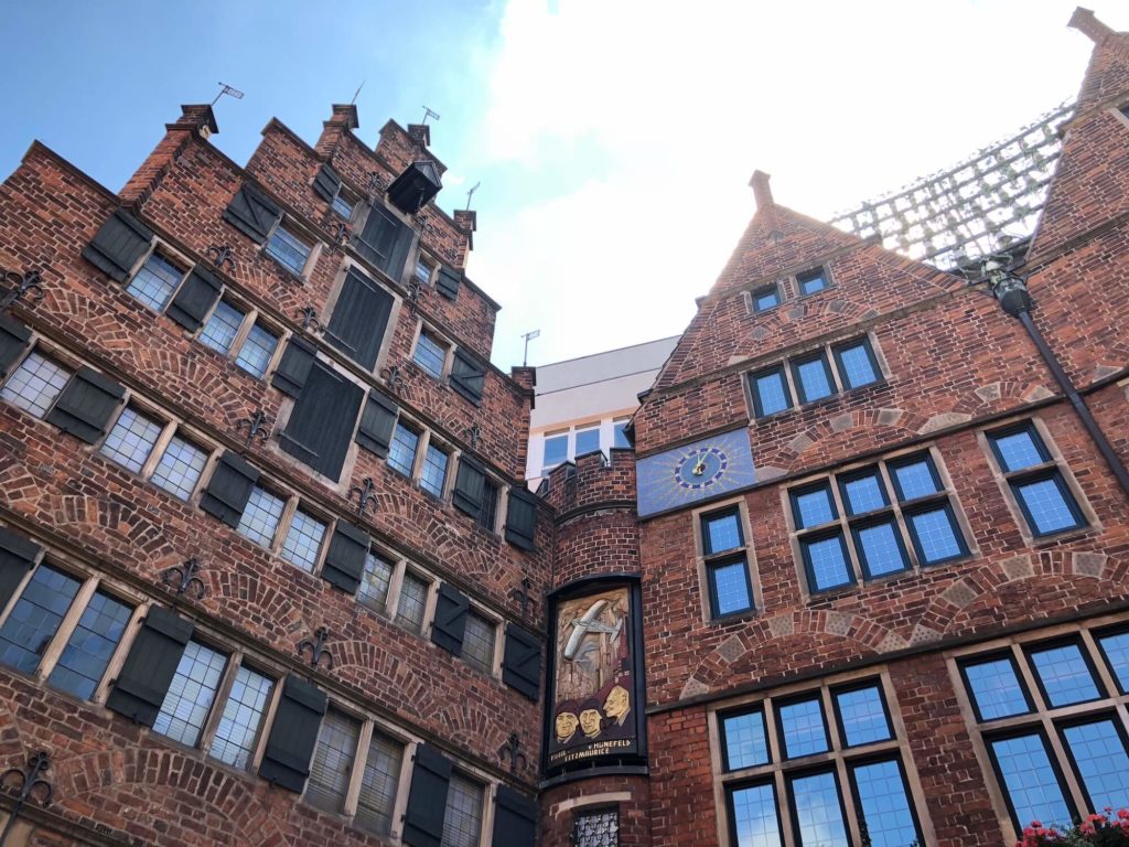 Glockenspiel and old houses in Bremen, Germany