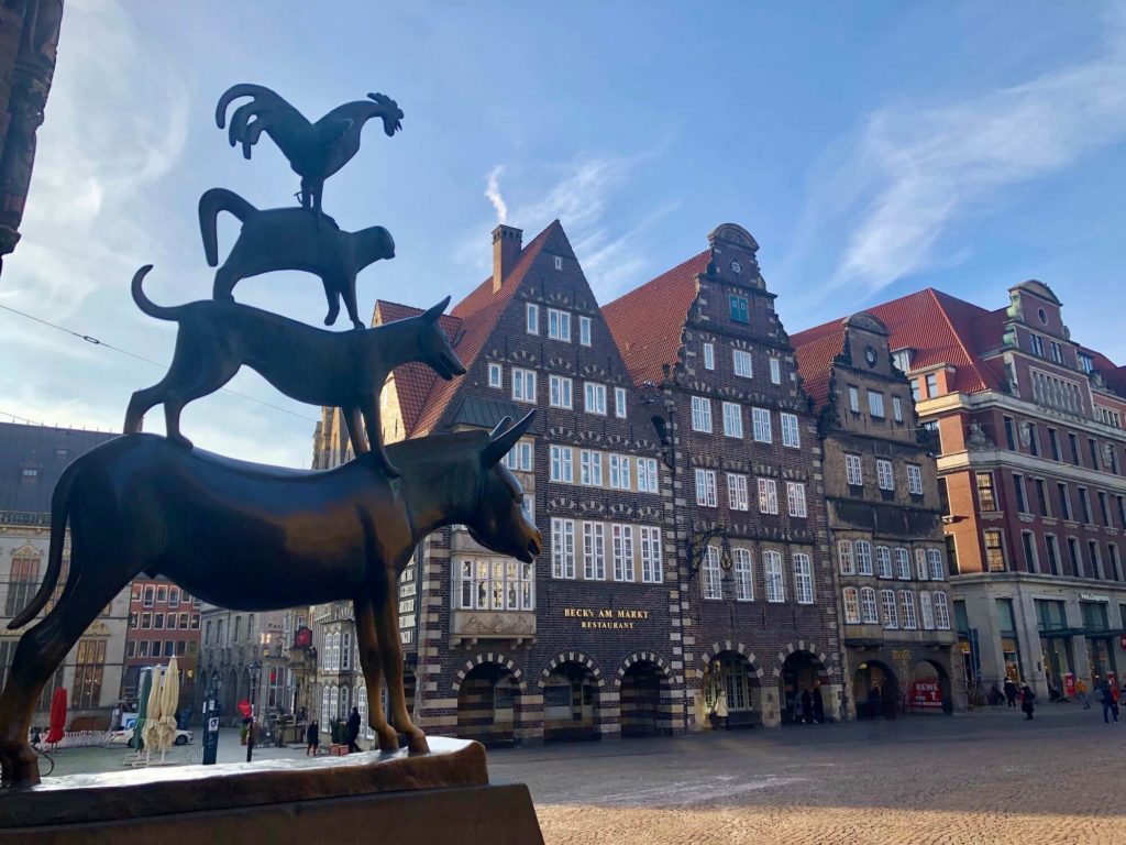 Bremen Town Musicians statue in Bremen, Germany