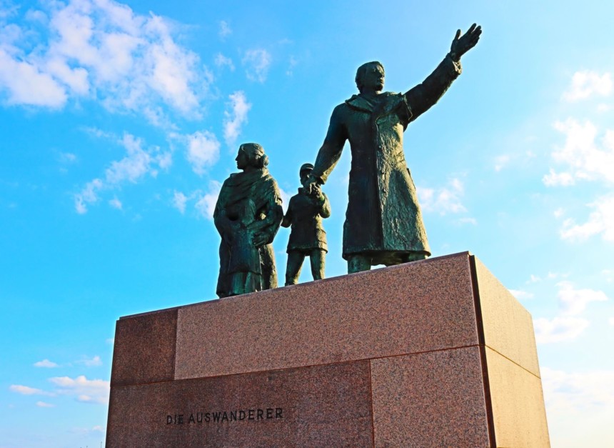 Emigrant Memorial Statue in Bremerhaven