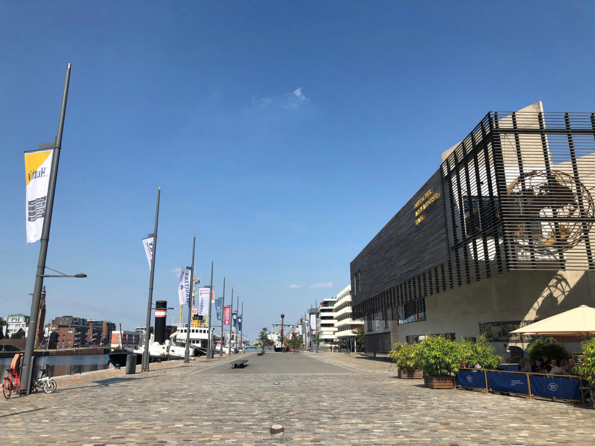 Waterfront with ships at the German Emigration Museum in Bremerhaven, northern Germany