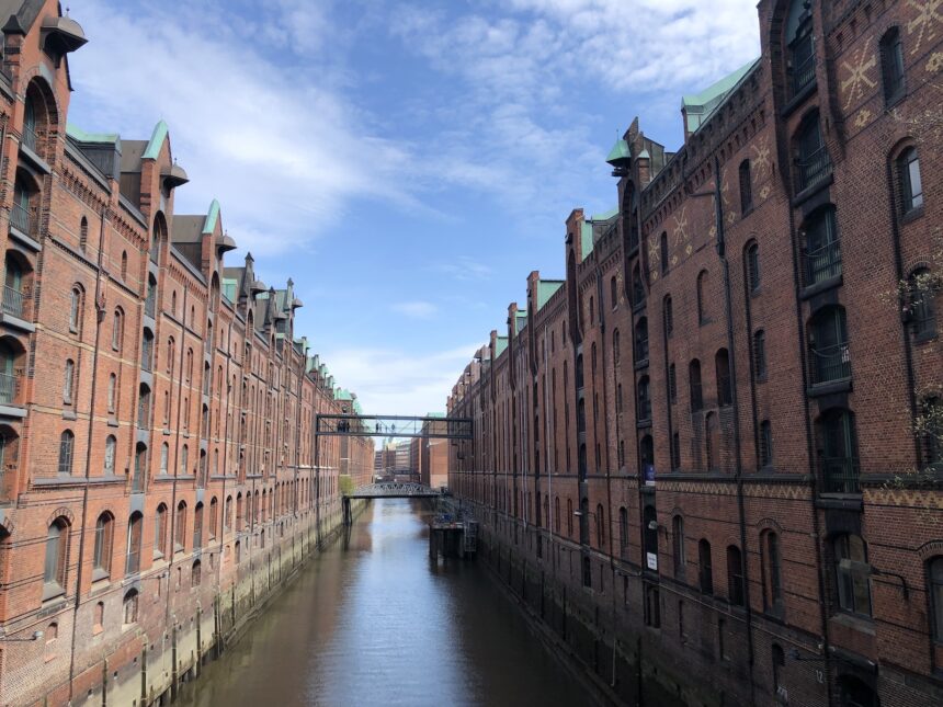 The unique "Speicherstadt" UNESCO warehouse district in Hamburg