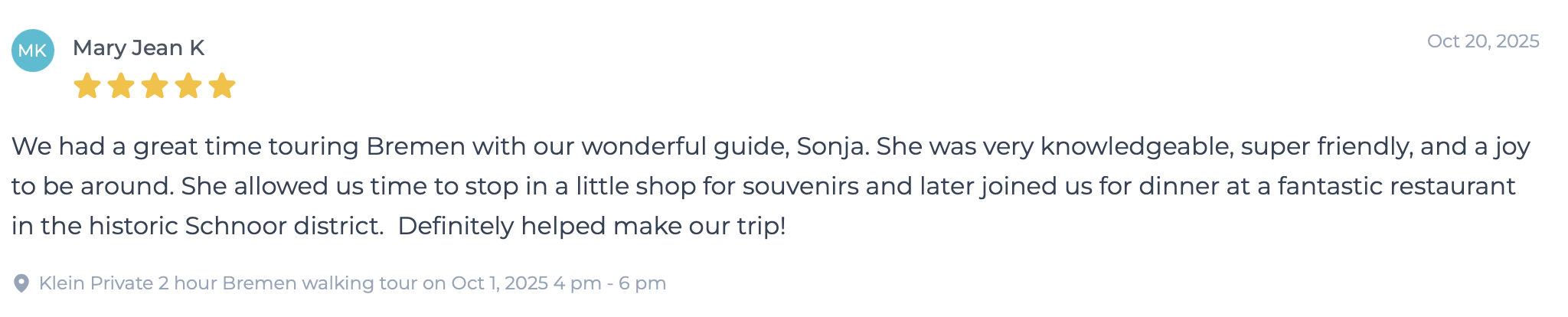 Testimonial from Mary-Jean K.
